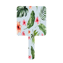 Specchio a mano tropicale Ibisco Botticelli Blu quadrato Palmare Specchio con Manico per Vanity Trucco Casa Salone Viaggi Uso 9 cm L x 16 cm L