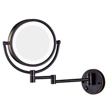 WZDD Specchio Trucco da Parete con Luce LED, Specchio Ingranditore 10X, Specchio Cosmetico Illuminato Nero - 360° Girevole E Rotondo