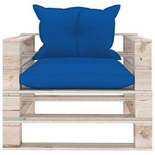 FAMIROSA Divano da Giardino in Pallet Cuscini Blu Reale in Legno di Pino