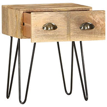 Festnight Comodino Camera da Letto Vintage in Legno Massello di Mango Comodino con 2 Cassetti,Tavolino da Salotto 40x30x50 cm
