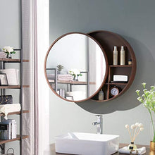 Specchio da Parete alla Moda Specchio da Bagno Nordico Specchio per Bagno sospeso con Mobile Contenitore Specchio Decorativo Tondo Oversize in Legno massello