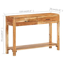 Tidyard Credenza Consolle Rustica con 2 Cassetti e Ripiano in Legno Massello di Acacia 110x30x75,Tavolo Consolle Rustico con 2 Cassetti e 1 Ripiano,Credenza con Cassetti,Credenza per Ingresso