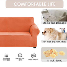 Copridivano Elasticizzato,Cuscini per Divani Completamente Avvolti Elastici Impermeabile Tinta Unita, Fodera per Divano Antiscivolo Sofa Protettore. (Arancione,2 posti)