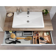 FACKELMANN - Set di mobili da bagno Stanford, 4 pezzi, con mobiletto da appendere e lavabo in ceramica, 110 cm, con specchio a LED