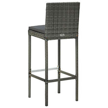 FAMIROSA Sgabelli da Bar con Cuscini 4 pz Grigi in Polyrattan-3438