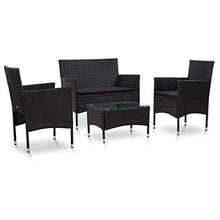 Tidyard Set Divani da Giardino in Polyratta, Set di Mobili da Giardino, Set Divano Esterno con Cuscinin Nero 4 pz