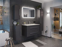 Set di mobili da bagno Firenze 100 (5 parti/A) antracite satinato, specchio LED