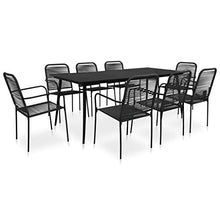 SKM Set da Pranzo da Esterni 9 pz in Corda di Cotone e Acciaio Nero-8280