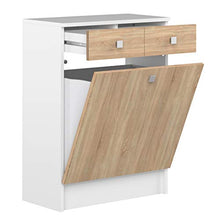 Temahome Combi, Armadietto da Bagno con Portabiancheria, Bianco/Beige (White & Oak)