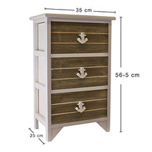 HoitoDeals - Cassettiera con 3 cassetti in stile nautico con maniglie di ancoraggio per uso domestico