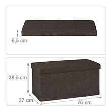 Relaxdays Cassapanca Contenitore, Capiente Panca Imbottita, Pieghevole con Separatore, 84 L, Ingresso, Marrone-Grigio, Pannelli MDF, Tessuto, gommapiuma, 38,5 x 76 x 37 cm