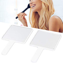 Specchio da trucco, 2 pezzi con manico singolo laterale, specchio cosmetico portatile per salone di bellezza, colore: bianco