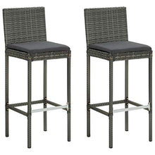 FAMIROSA Sgabelli da Bar con Cuscini 2 pz Grigi in Polyrattan-3436