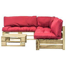 Festnight Set Divani da Giardino | Set di Mobili da Giardino | Set Divano Esterno 4 pz Pallet Cuscini Rossi in Legno FSC