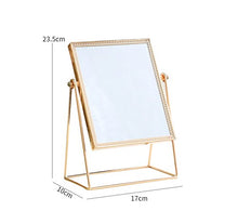 MMWYC Specchio for Il Trucco Desktop/Stile Nordico Specchio Principessa/Semplificato HD Studente Quadrato Specchio unilaterale HD/Specchio for medicazione di bellezza-Oro-17x10x23,5 cm