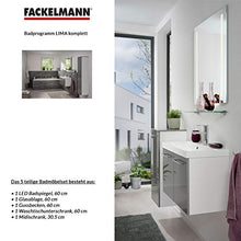 FACKELMANN - Set di mobili da bagno, 5 pezzi, colore: grigio lucido Lima - Lavabo in ghisa con lavabo 60 cm e specchio da bagno a LED
