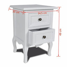 Comodino con 2 Cassetti, Set di 2 Pezzi Comodini in MDF, Comodino Piccolo Organizzatore da Letto, Design Moderno, Bianco, 34.5 x 30 x 49 cm