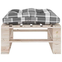 vidaXL Pouf da Giardino Pallet Cuscino a Quadri Grigio Legno di Pino