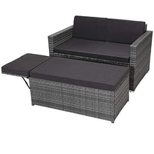Casaria Divano Lounge 2 Posti Divanetto da Giardino Cuscini Pouf Mobile Chaise Longue Mobili Balcone