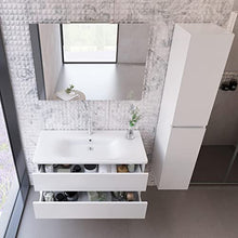 bonussi Mobile Bagno Sospeso 130 cm Lavabo Specchio e Pensile Bianco Larice