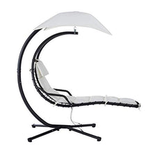 miozzi Sedia Dondolo Pensile Relax Chaise Longue di Lusso con Tettuccio Crema