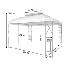 Mendler Gazebo pergola baldacchino con zanzariere HWC-E42 Acciaio 3x3,6m Grigio