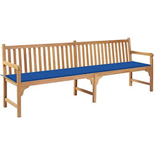 vidaXL Panca da Giardino con Cuscino Blu Reale 240 cm Massello di Teak