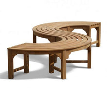 Panca Rotonda a Forma di S Fermo, Resistente alle intemperie, in Teak Massiccio, Diametro Esterno 150 cm, Rotonda o semicircolare 360°