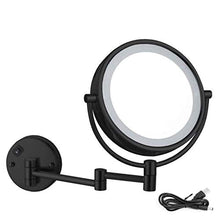 WZDD Specchio da Trucco da Parete, 5X Ingrandimento Specchio Trucco con Luce LED, 360° Girevole Specchio Cosmetico - per Camera da Letto, Desktop (Nero)