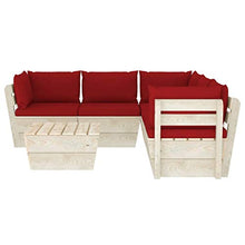SKM Set Divani da Giardino su Pallet 6 pz con Cuscini Legno Abete (118.9kg) Rosso-3537