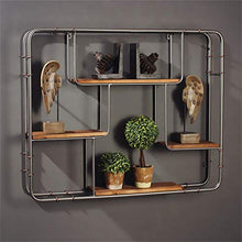 Decorazioni da parete Mensola di design Mensola a parete rettangolare Legno e ferro Materiale metallico utilizzato per scaffale per scaffali Espositore per vino Portaoggetti per pareti mobili L90 *