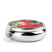 Scatola rotonda per medicina portatile, mini pillole in metallo, dispenser per pillole tascabili, borsa da viaggio, con teschi colorati