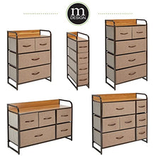 mDesign Elegante cassettiera con 1 cassetto grande e 4 piccoli – Capiente canterano ideale per qualunque stanza della casa – Comò in metallo, legno MDF e tessuto – marrone chiaro