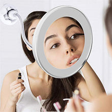 Lshbwsoif - Specchio da trucco pieghevole con ingrandimento a 360°, con luce a LED per bagno, camera da letto
