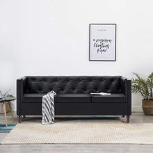vidaXL Divano Chesterfield a 3 Posti Similpelle Nero Moderno Arredo Casa Sofa