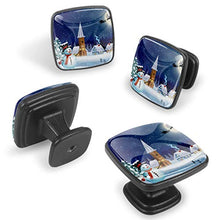 Santa Claus flying in a sleigh Pomelli per Porta Set di 4 Pomelli per Mobili Manopole per Cassetti Cucina Armadio Vetro