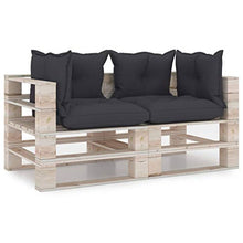 vidaXL Divano da Giardino Pallet 2 Posti con Cuscini in Legno di Pino