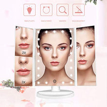 YEESEU. Tri-Fold Trucco LED Specchio, Illuminato Tri-Fold cosmetico Specchio da Toilette con Tocco Dimmer Switch Batteria e Alimentazione USB for Vanity Specchio delle Donne