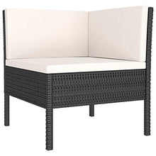 SKM Set Divani da Giardino 6 pz con Cuscini in Polyrattan Nero (40kg) Nero-6962