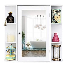 GOPLUS Armadietto con 4 Ripiani e Sppechio da Bagno, 66x63x12,5 cm (Bianco)