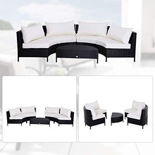 Outsunny Divano da Esterno in Rattan, Set 5 Pezzi con Pouf, Salottino per Il Giardino Nero e Bianco 96cmx 65cmx 65cm