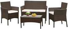 Fujiyan 4 pezzi di mobili da giardino con tavolo in vetro cubico,Brown