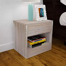 Comodino in legno di quercia con un cassetto 36,5 x 30,5 x 38 cm