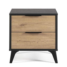 VS Venta-stock Comodino Koln 2 cassetti Color Nero/Legno, 45 cm (Larghezza) 40 cm (profondità) 51,4 cm (Altezza)
