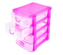 Mediawave Store Cassettiera Linea Coccinella 4 Piani 684203 plastica Rigida Colorata 13x17x18 cm (Fucsia)