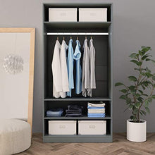 Armadio Aperto Camera da Letto con 3 Piccoli Scomparti 1 Ampio Scomparto con Asta per Appendere i Vestiti 100 x 50 x 200 cm Grigio