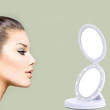 AJH Specchio ingranditore Pieghevole Specchio di Bellezza Portatile con Specchio a Doppia Faccia Lampada a LED Specchio cosmetico