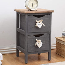 Rebecca Mobili Comodino Shabby Chic con 2 Cassetti, Legno paulownia, Grigio - Art. RE4558