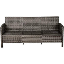 XYAN Divano 3 Posti da Esterni in PE Rattan con Cuscini a Righe Grigio 173x68x78cm
