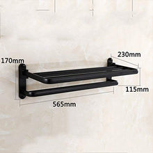 GJJSZ Scaffale da Bagno Scaffale da Bagno a Parete Semplice in Alluminio Nero retrò in Stile Europeo